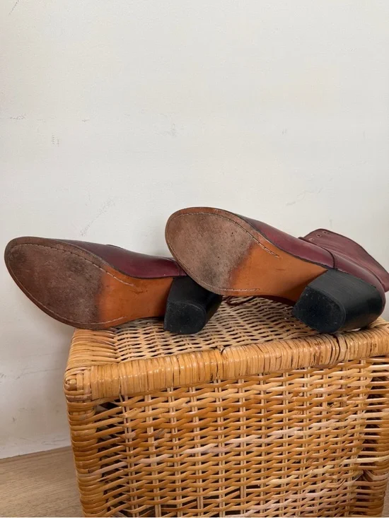 SOHO- Coraline Leather Lace Up Heeled Ankle Boots | Burgundy - Picture 5 of 6